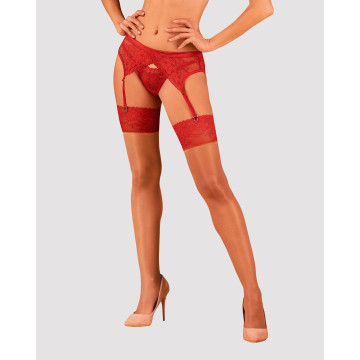 Панчохи під пояс із широким мереживом Obsessive Lacelove stockings M/L – купити