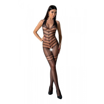 Бодістокінг з плетінням на животику Passion BS100 One Size, black, декоративний шов, з доступом – купити