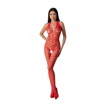 Бодістокінг з плетінням на животику Passion BS100 One Size, red, декоративний шов, з доступом – купити