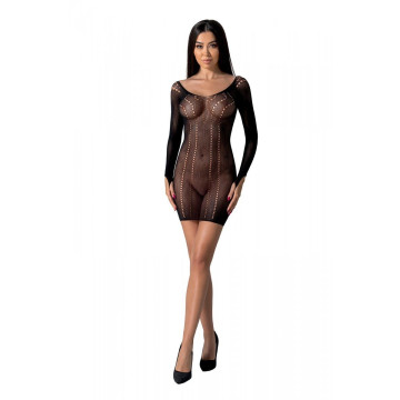 Напівпрозора мінісукня Passion BS101 One Size, black, рукави-мітенки – купити