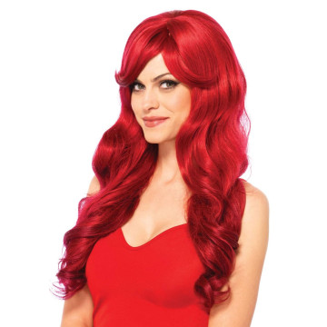 Хвиляста перука з косим чубчиком Leg Avenue Long Wavy Wig 68 см, червона – купити