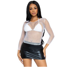 Сітчастий топ Leg Avenue Long Sleeves T-Shirts White, One Size