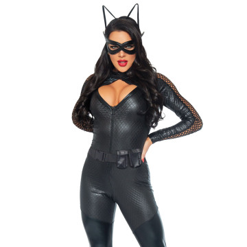 Еротичний костюм супергероя-кішечки Leg Avenue Wicked Kitty L, комбінезон, пояс, маска, вушка – купити