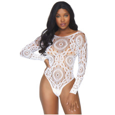 Еротичне боді-бодістокінг Leg Avenue Snap crotch thong back teddy White S/M