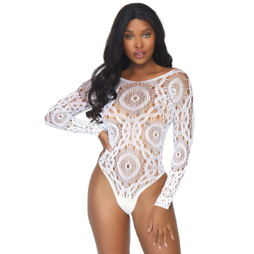 Еротичне боді-бодістокінг Leg Avenue Snap crotch thong back teddy White S/M – купити