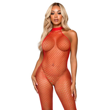Еротичний сітчастий бодістокінг Leg Avenue Racer neck bodystocking Red – купити