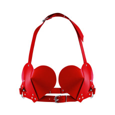 Ліф Серце з натуральної шкіри Feral Feelings - Hearts Bra Red