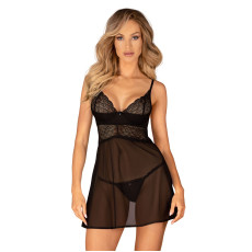 Еротичний комплект Obsessive Chemeris babydoll & thong XS/S, пеньюар та стрінги