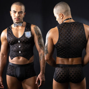 Чоловічий еротичний костюм офіціанта JSY «Привабливий Михаель» One Size, топ, труси, метелик – купити