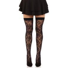 Панчохи Leg Avenue Wild rose net thigh highs One Size