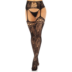 Чулки Leg Avenue French Rose Backseam Garter Belt Stockings Black One Size