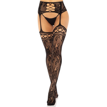 Панчохи Leg Avenue French Rose Backseam Garter Belt Stockings Black One Size – купити