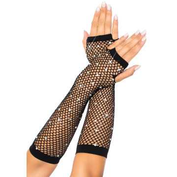 Митенки Leg Avenue Rhinestone Fishnet Arm Warmers Black – купить