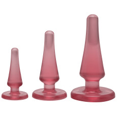 Набір анальних пробок Doc Johnson Crystal Jellies - Pink, макс. діаметр 2см - 3 см - 4 см