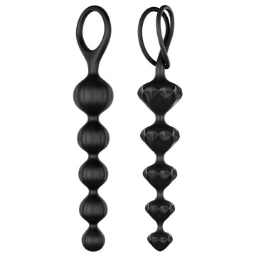 Набір анальних намистин Satisfyer Beads Black, силікон, макс. діаметр 3,3 см та 3,5 см – купити