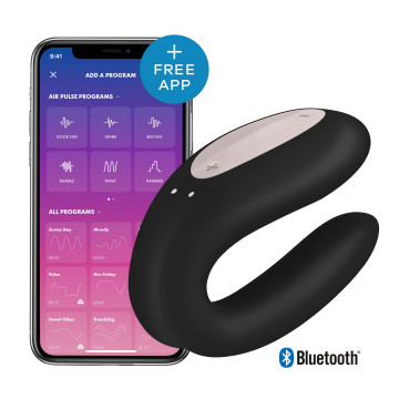 Смарт-вібратор для пар Satisfyer Double Joy Black із широким кліторальним стимулятором – купити