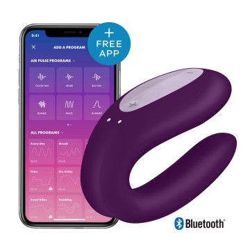 Смарт-вібратор для пар Satisfyer Double Joy Violet із широким кліторальним стимулятором – купити