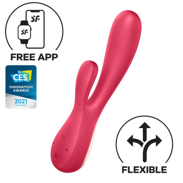 Смарт вібратор-кролик Satisfyer Mono Flex Red, 2 мотори, керування через інтернет – купити