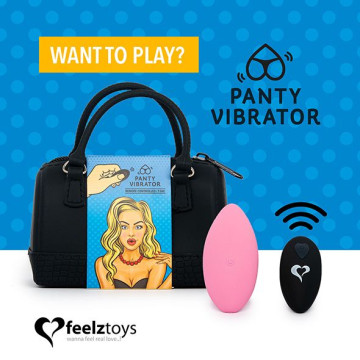 Вібратор в трусики FeelzToys Panty Vibrator Pink з пультом ДК, 6 режимів роботи, сумочка-чохол – купити