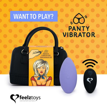 Вібратор в трусики FeelzToys Panty Vibrator Purple з пультом ДК, 6 режимів роботи, сумочка-чохол – купити
