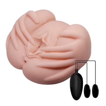 Мастурбатор з подвійною вібрацією і двома входами Crazy Bull-Realistic vagina and Anal – купити