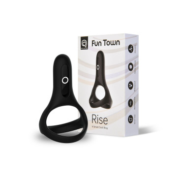 Подвійне ерекційне кільце Fun Town Rise Black, керування зі смартфона – купити