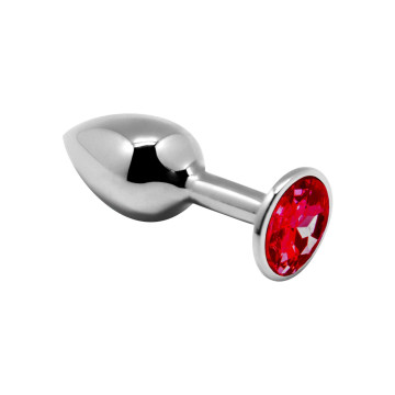 Металева анальна пробка з кристалом Alive Mini Metal Butt Plug Red M – купити