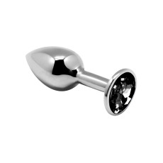 Металлическая анальная пробка с кристаллом Alive Mini Metal Butt Plug Black M