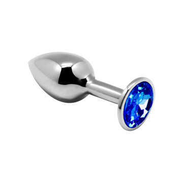 Металева анальна пробка з кристалом Alive Mini Metal Butt Plug Blue M – купити