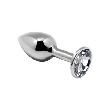 Металева анальна пробка з кристалом Alive Mini Metal Butt Plug White M – купити