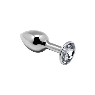 Металева анальна пробка з кристалом Alive Mini Metal Butt Plug White S – купити