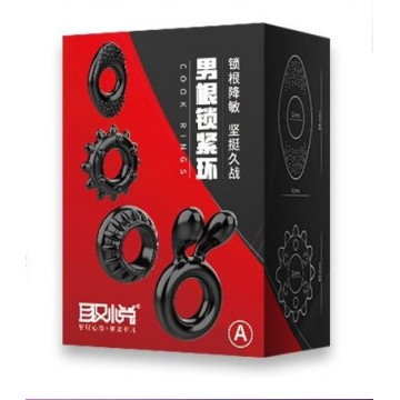 Набір з 4 ерекційних кілець STAY HARD Cock Ring Set Black – купити