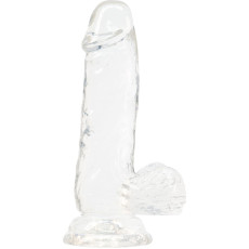 Прозорий фалоімітатор на присосці ADDICTION — Clear Dildo with Balls 6?, віброкуля в подарунок