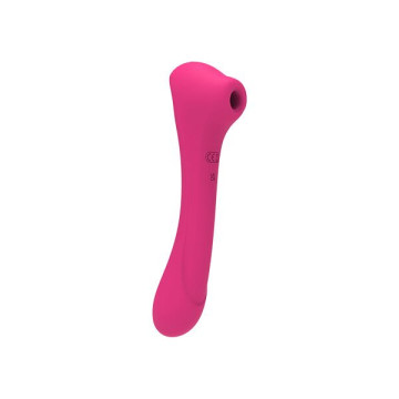 Вібратор та вакуумний кліторальний стимулятор 2-в-1 Alive Quiver Magenta Pink оновлена модель – купити