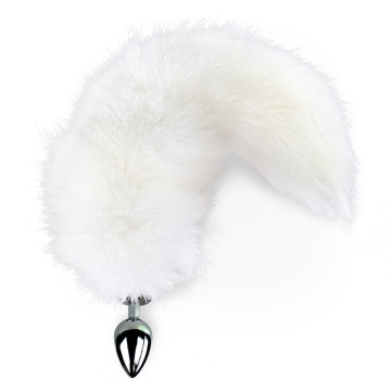 Металева анальна пробка з хвостом із натурального хутра Art of Sex size M White fox – купити
