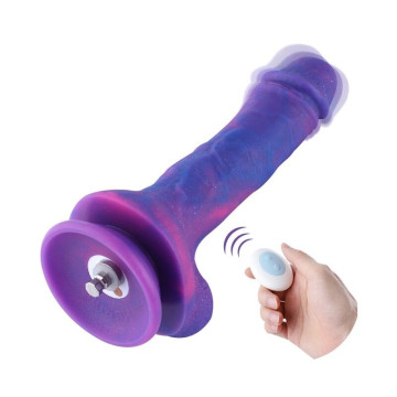 Фалоімітатор 20.5см з вібрацією для секс-машин Hismith Purple Silicone Dildo with Vibe, KlicLok – купити