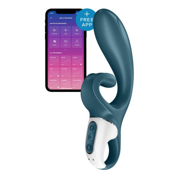 Смартвібратор-кролик Satisfyer Hug Me Bluegrey, 2 мотори, діаметр 4,2см, широка кліторальна частина – купити