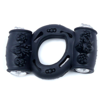 Ерекційне вібро кільце BOSS Vibrating Cock Ring Double Black – купити
