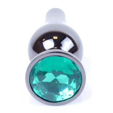 Анальная пробка Boss Series - Jewellery Dark Silver BUTT PLUG Green – купить