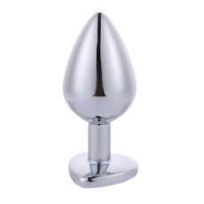 Анальна пробка з кристалом SILVER HEART, розмір M