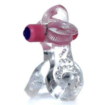 Ерекційне вібро кільце BOSS - Tongue Vibro Cock Ring Clear – купити