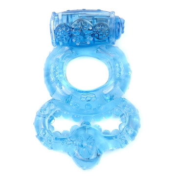 Ерекційне вібро кільце BOSS Vibrating Duo Cock Ring Blue – купити