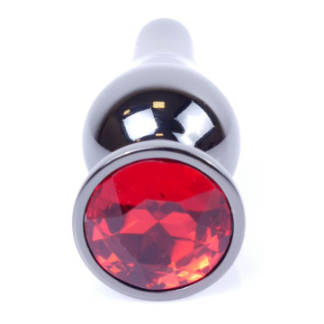 Анальная пробка Boss Series - Jewellery Dark Silver BUTT PLUG Red – купить