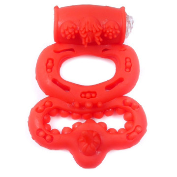 Ерекційне вібро кільце BOSS Vibrating Duo Cock Ring Red – купити