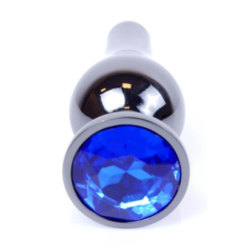 Анальная пробка Boss Series - Jewellery Dark Silver BUTT PLUG Blue – купить