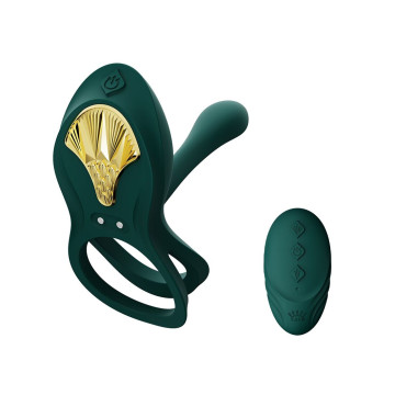 Смарт-ерекційне кільце Zalo -  BAYEK Turquoise Green, подвійне з ввідною частиною, пульт ДК – купити