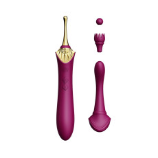 Вагинально-клиторальный вибратор Zalo - Bess Velvet Purple, мультифункциональный с насадками
