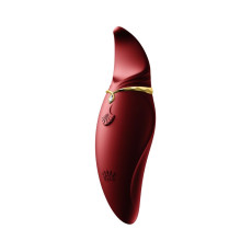 Вибратор 2в1 с язычком Zalo - Hero Wine Red, кристалл Swarovski