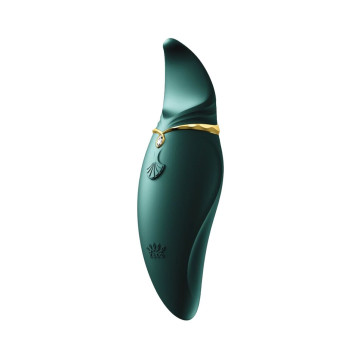 Вібратор 2в1 з язичком Zalo — Hero Jewel Green, кристал Swarovski – купити