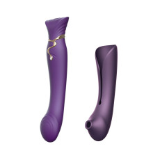Смартвібратор 3в1 Zalo — Queen Twilight Purple, пульсівна перлина та вакуум, кристал Swarovski
